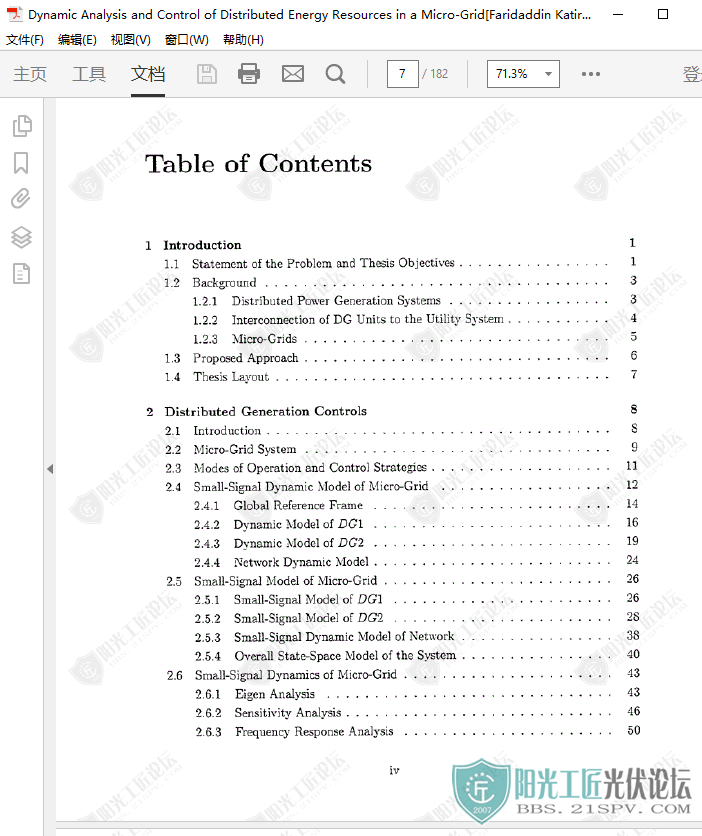 Dynamic Analysis and Control of Distributed Energy Resources in a Micro-Grid[Far.png