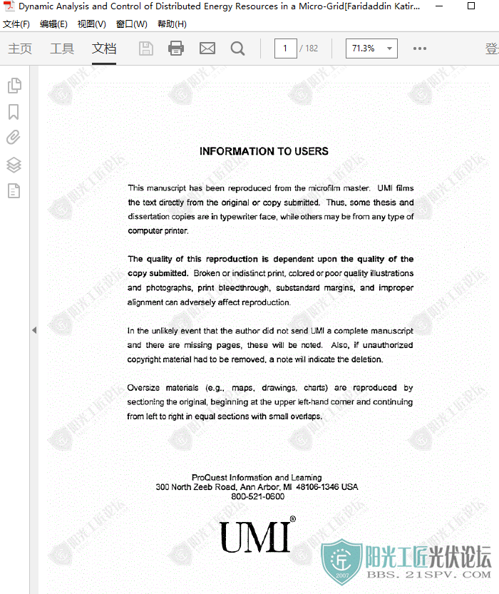 Dynamic Analysis and Control of Distributed Energy Resources in a Micro-Grid[Far.png