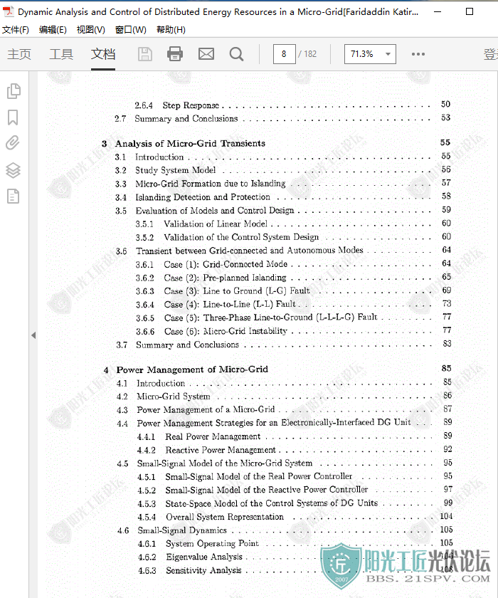 Dynamic Analysis and Control of Distributed Energy Resources in a Micro-Grid[Far.png